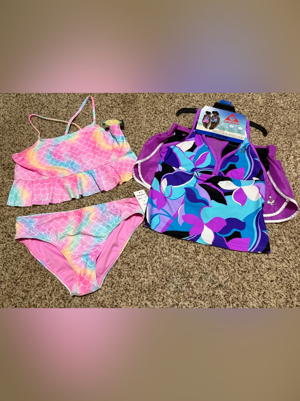 Gerry and Breaking Waves Bikini and 3 Piece Swimsuit Set Bundle Girls L NWT